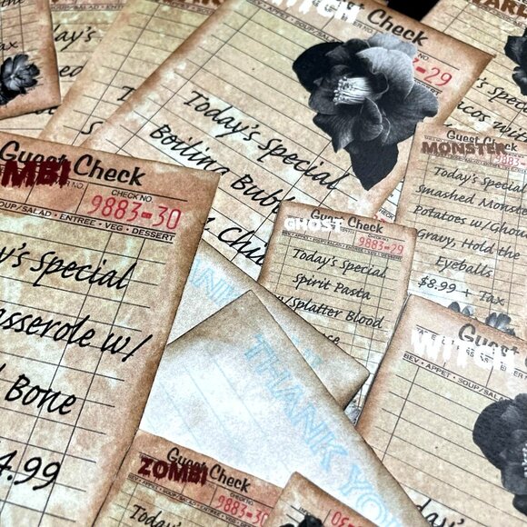 30 Pc Halloween Haunted Scary Ghoul Guest Check Junk Journal Ephemera mq - Picture 7 of 9